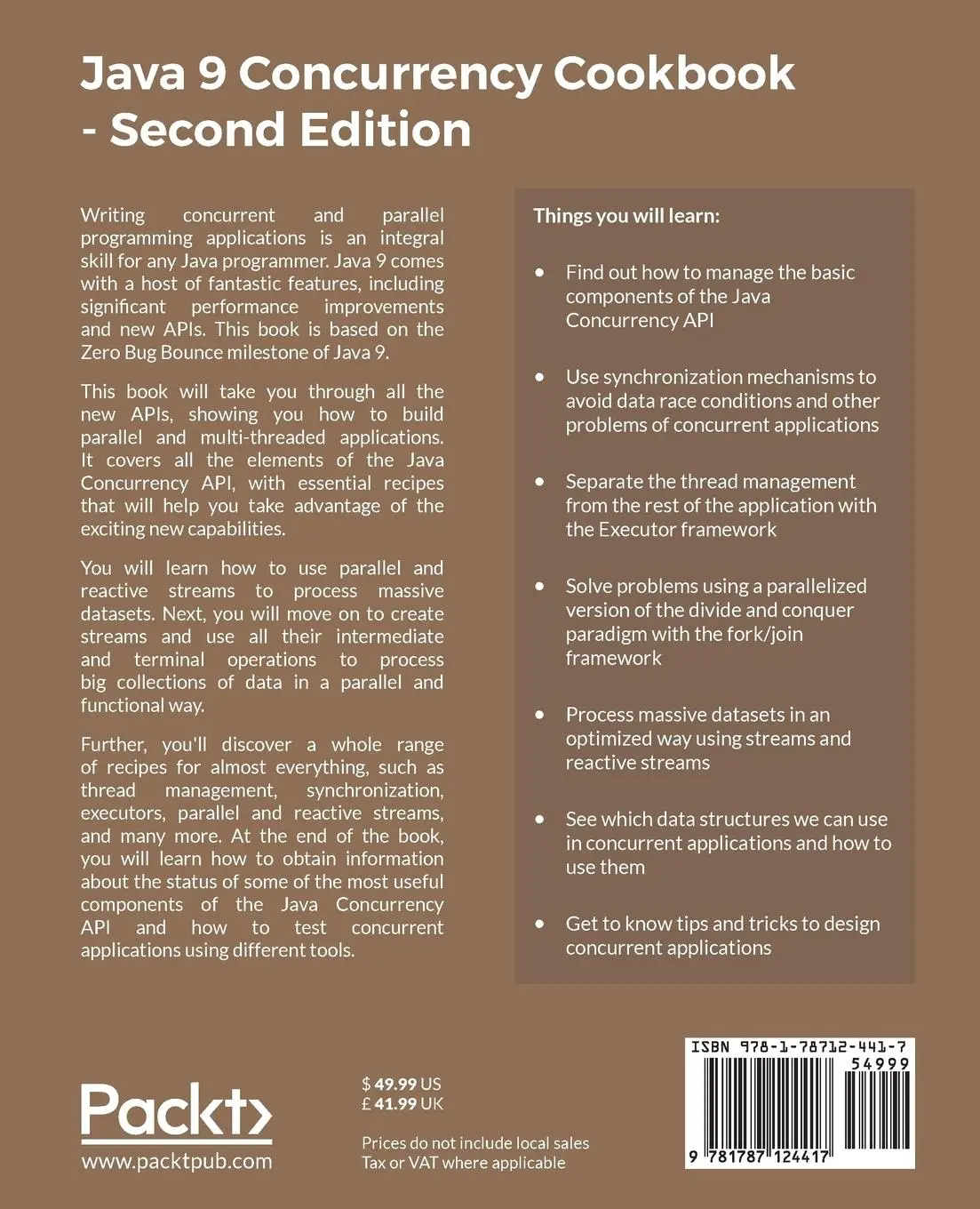 Rückseite: 9781787124417 | Java 9 Concurrency Cookbook, Second Edition | González | Taschenbuch