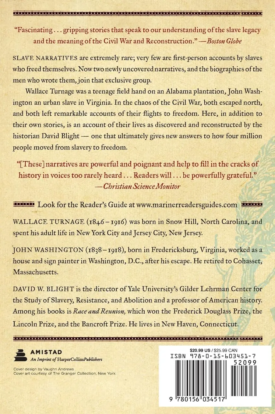 Rückseite: 9780156034517 | A Slave No More | David W Blight | Taschenbuch | Englisch | 2009