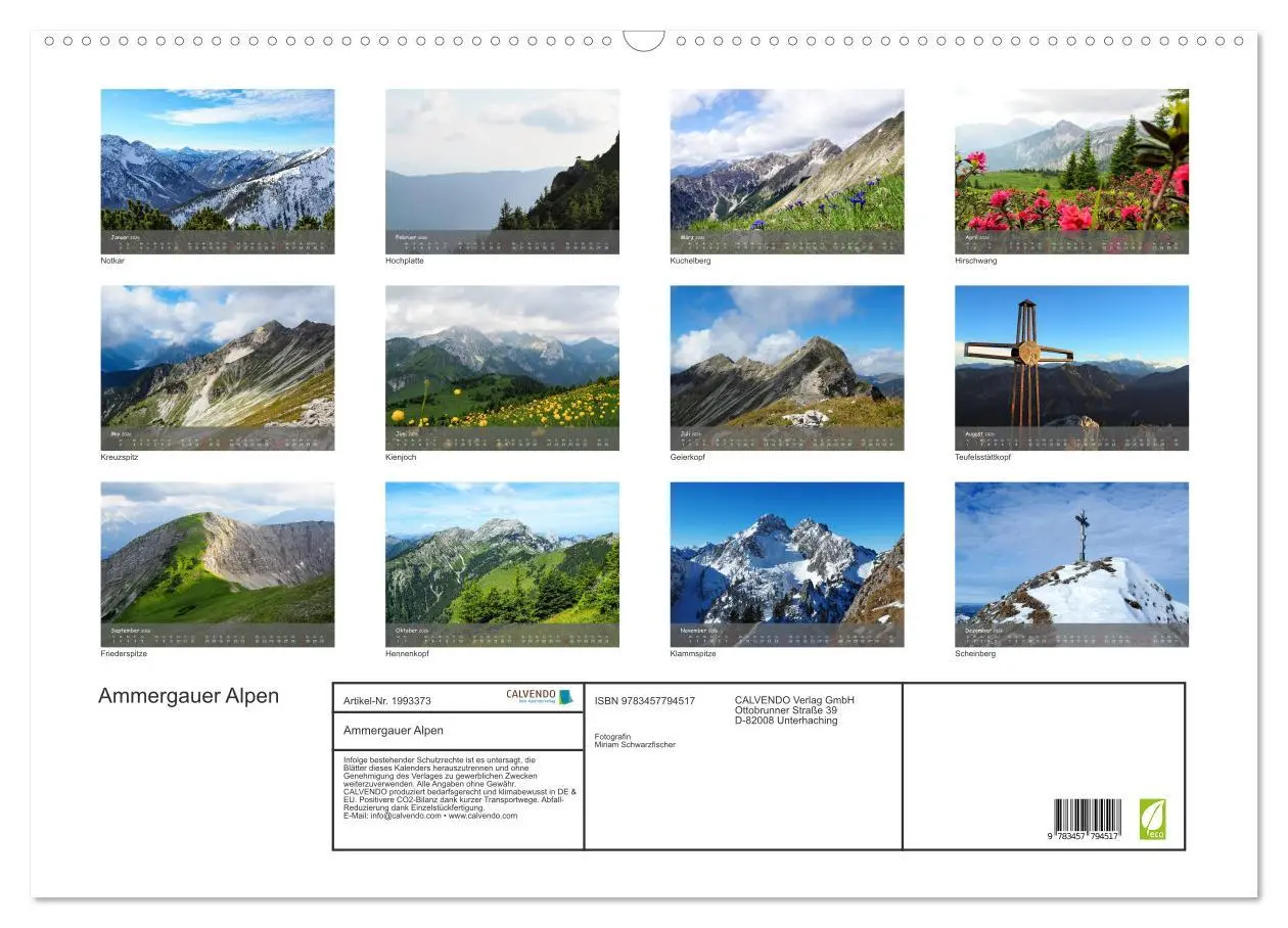 Bild: 9783457794517 | Ammergauer Alpen (Wandkalender 2026 DIN A2 quer), CALVENDO...