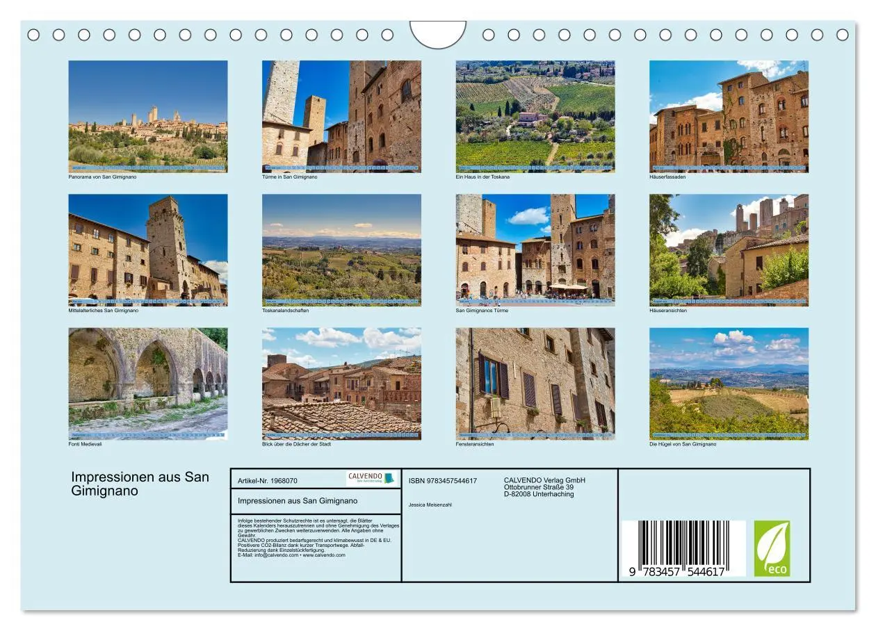Bild: 9783457544617 | Impressionen aus San Gimignano (Wandkalender 2026 DIN A4 quer),...