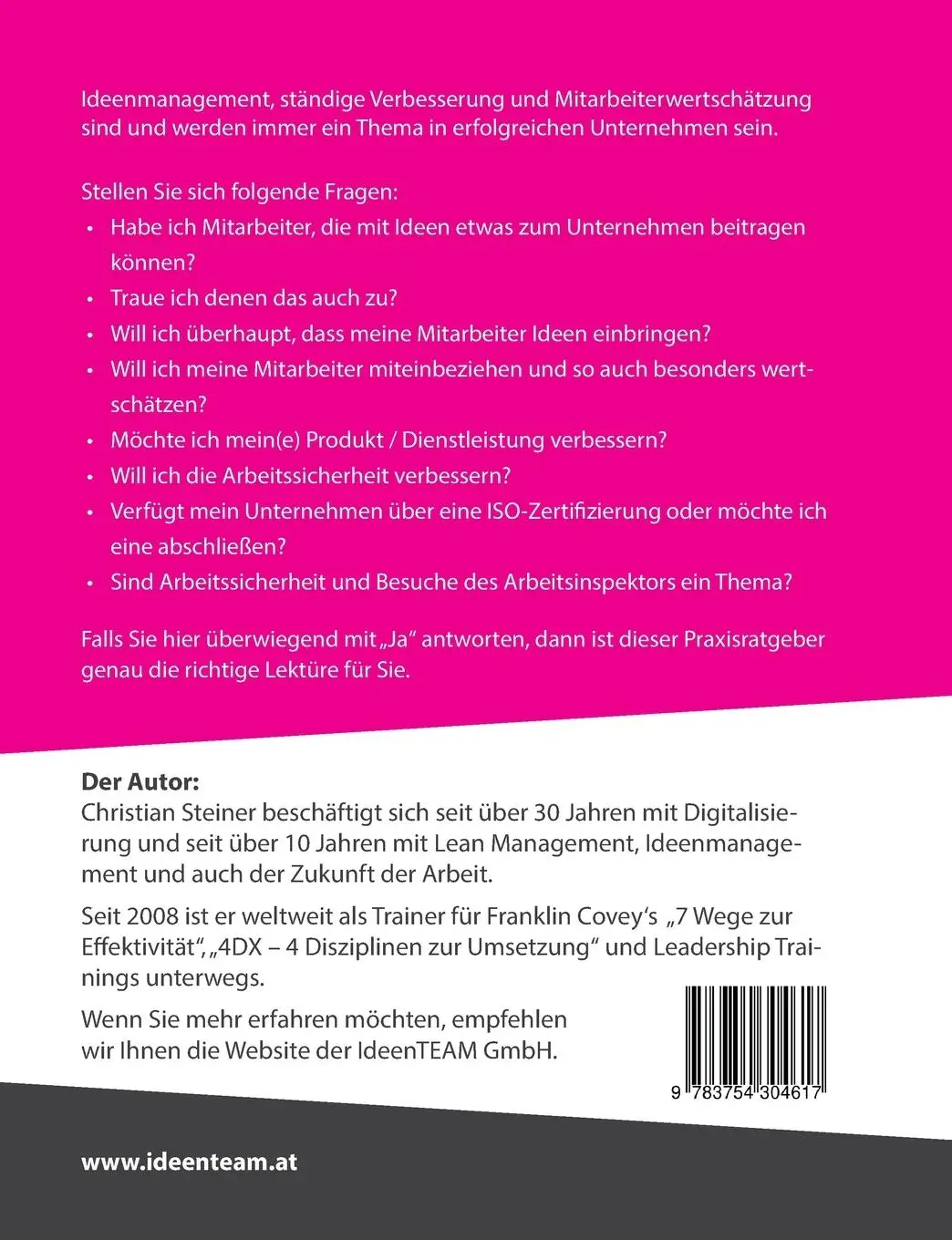 Rückseite: 9783754304617 | Der Mitarbeiter als Mitdenker | Ideenmanagement in der Praxis | Buch