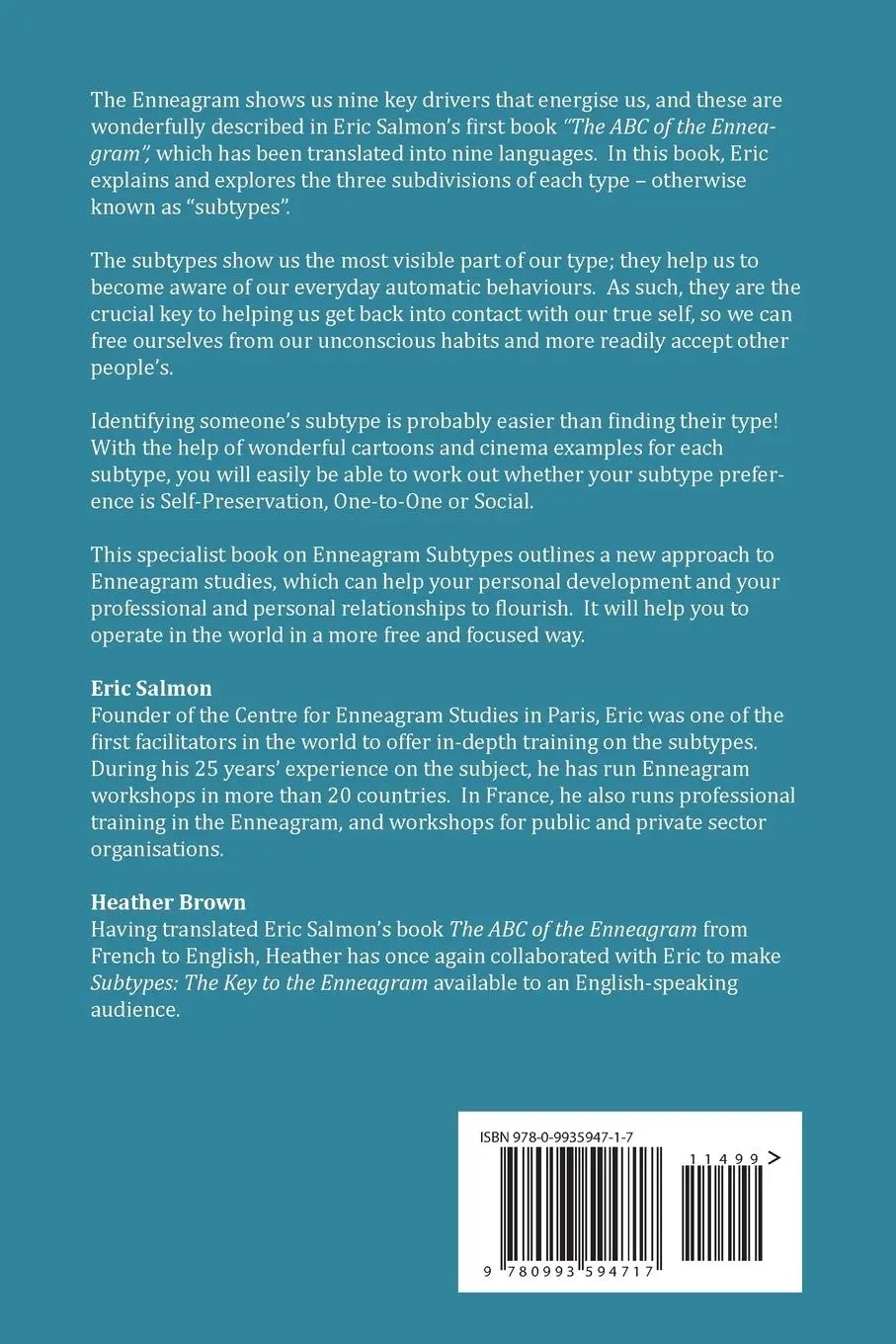 Rückseite: 9780993594717 | Subtypes | The Key to the Enneagram | Eric Salmon | Taschenbuch | 2016
