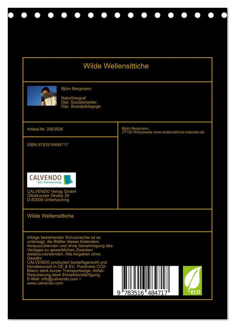 Bild: 9783516484717 | Wilde Wellensittiche (Tischkalender 2026 DIN A5 hoch), CALVENDO...