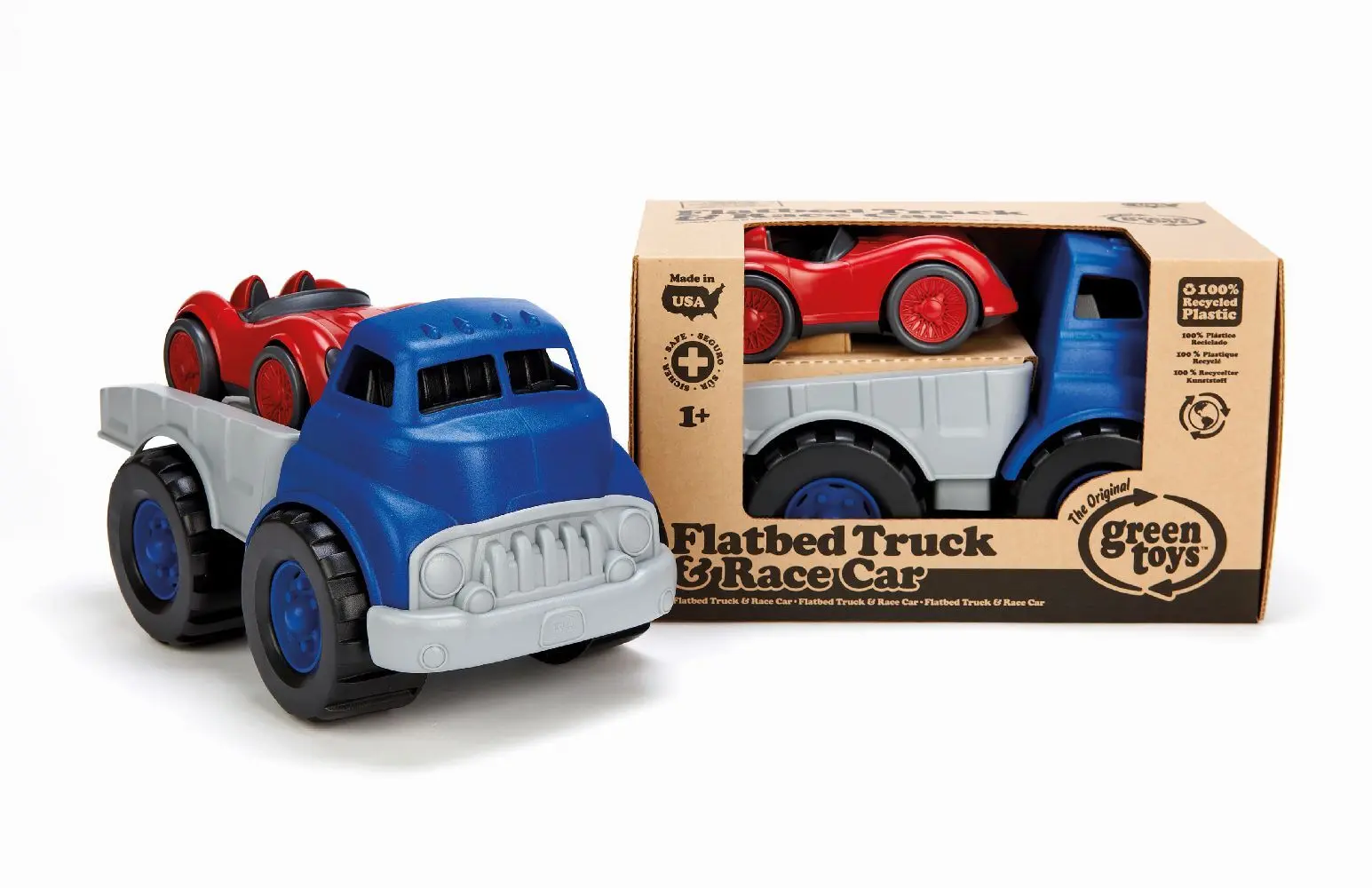 Bild: 793573714817 | GREENTOYS - Tieflader mit rotem Rennwagen | Green Toys | 8671481
