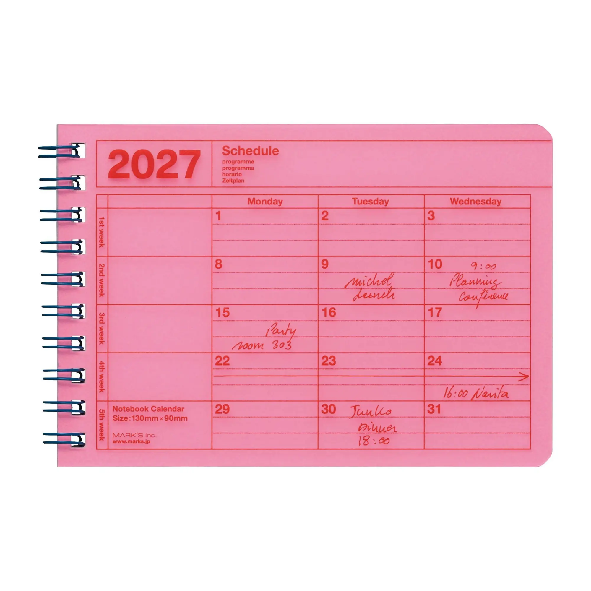 Cover: 4550045164817 | MARK'S 2027 Notebook Calendar XS // Neon Pink | MARK'S Inc. | Kalender