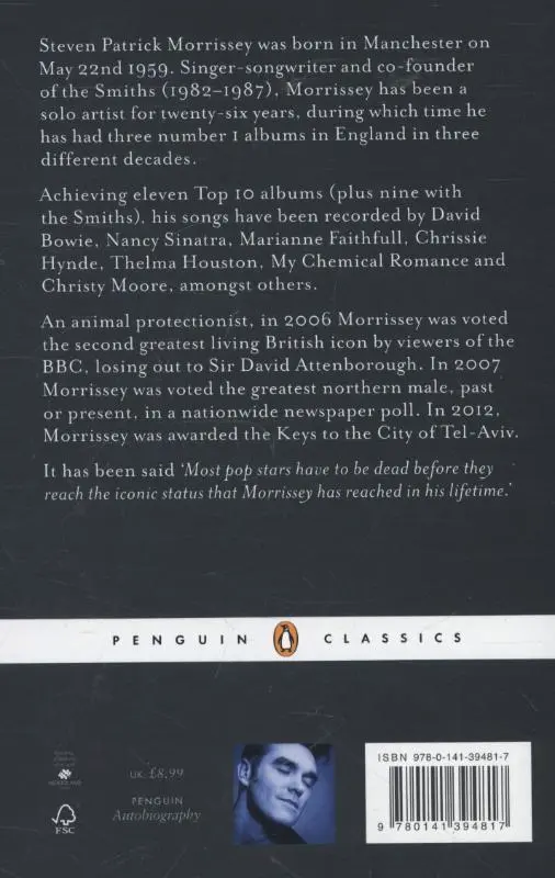 Rückseite: 9780141394817 | Autobiography | Morrissey | Taschenbuch | Penguin Modern Classics