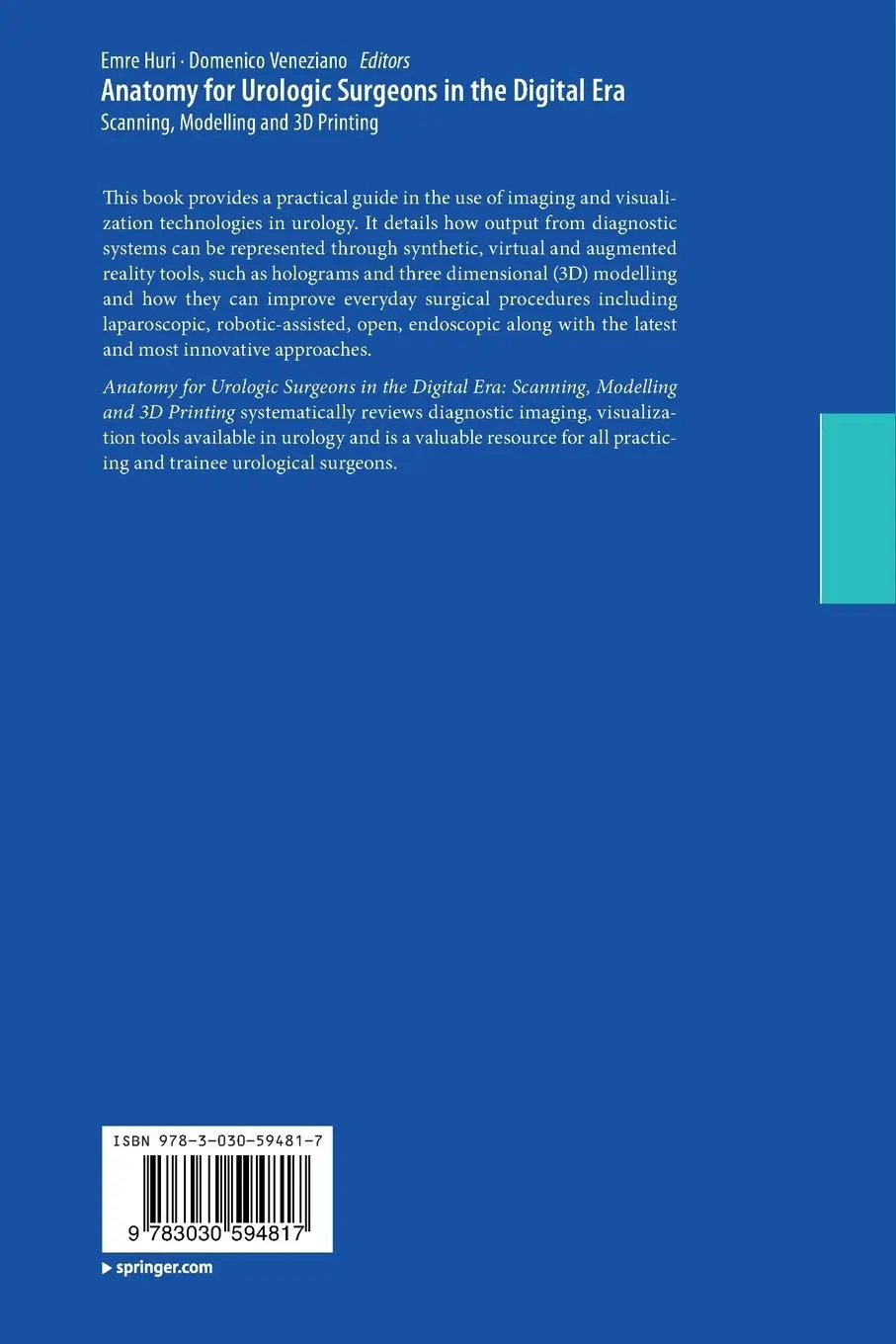 Rückseite: 9783030594817 | Anatomy for Urologic Surgeons in the Digital Era | Emre Huri (u. a.)