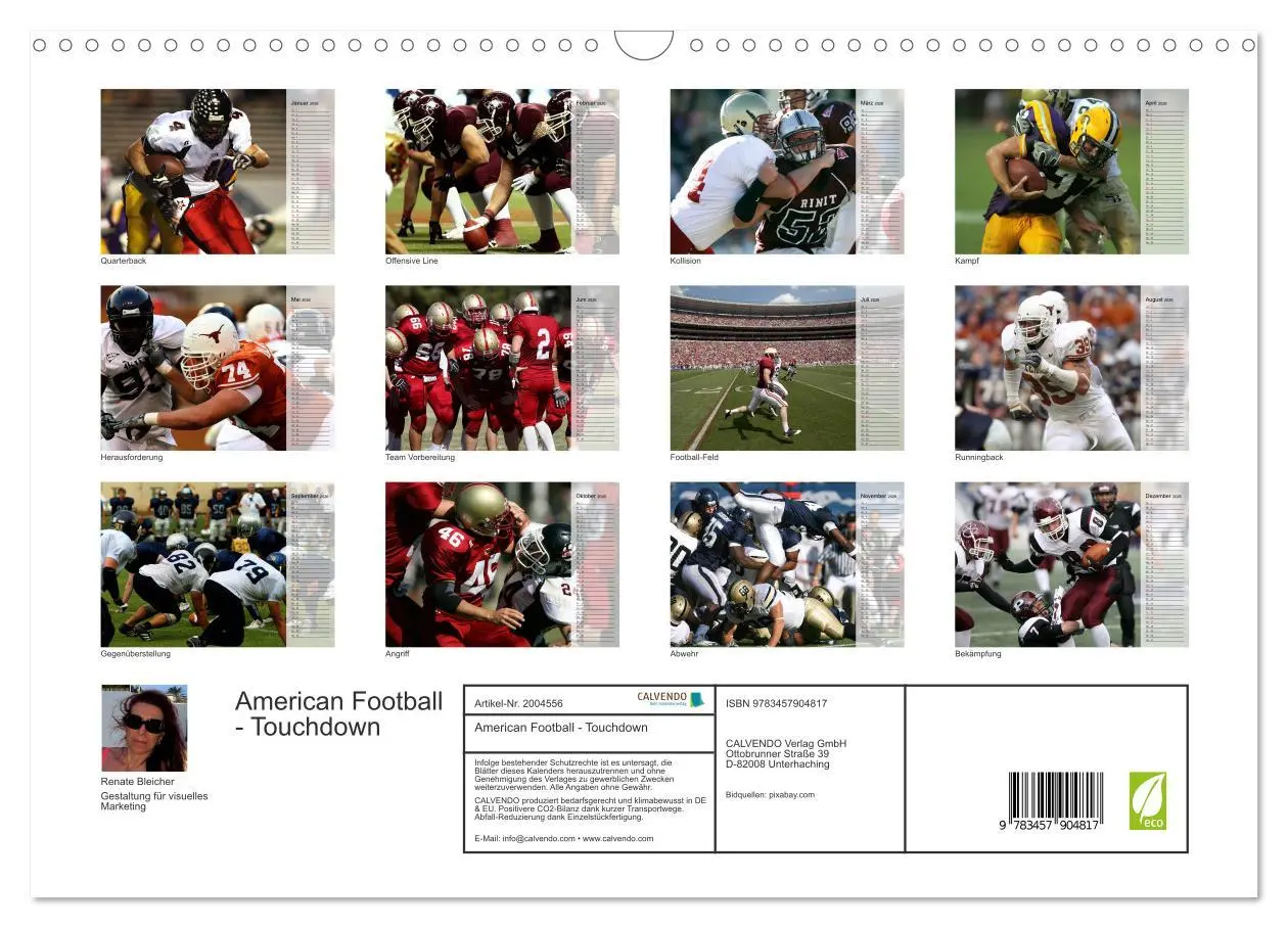Bild: 9783457904817 | American Football - Touchdown (Wandkalender 2026 DIN A3 quer),...
