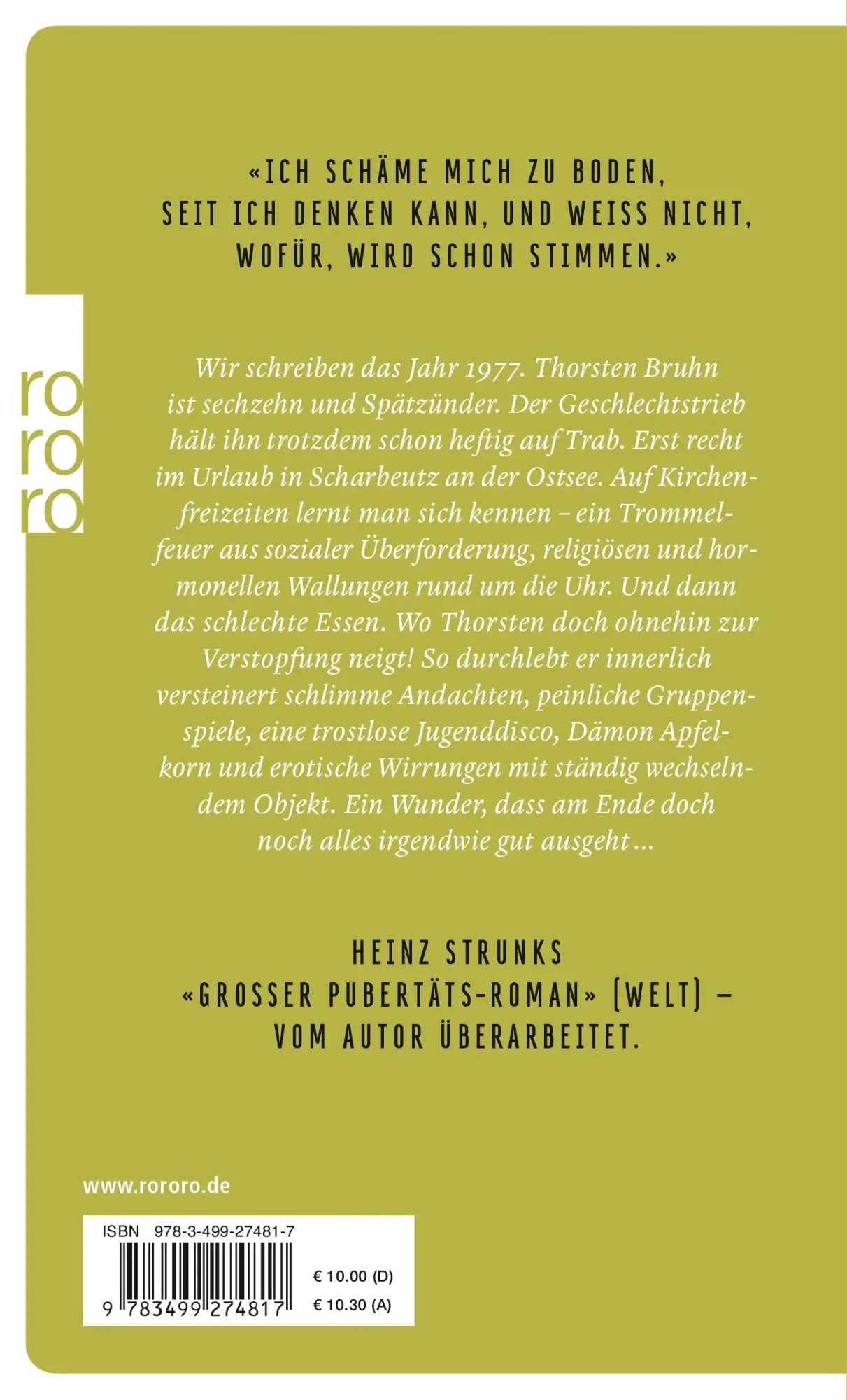 Rückseite: 9783499274817 | Fleckenteufel | Heinz Strunk | Taschenbuch | 224 S. | Deutsch | 2018