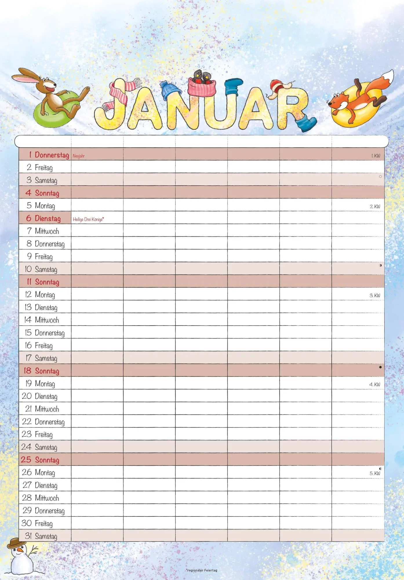 Bild: 4069095004917 | Familienplaner Cartoon 2026- Bildkalender 23,7x34 cm - 6 Spalten -...