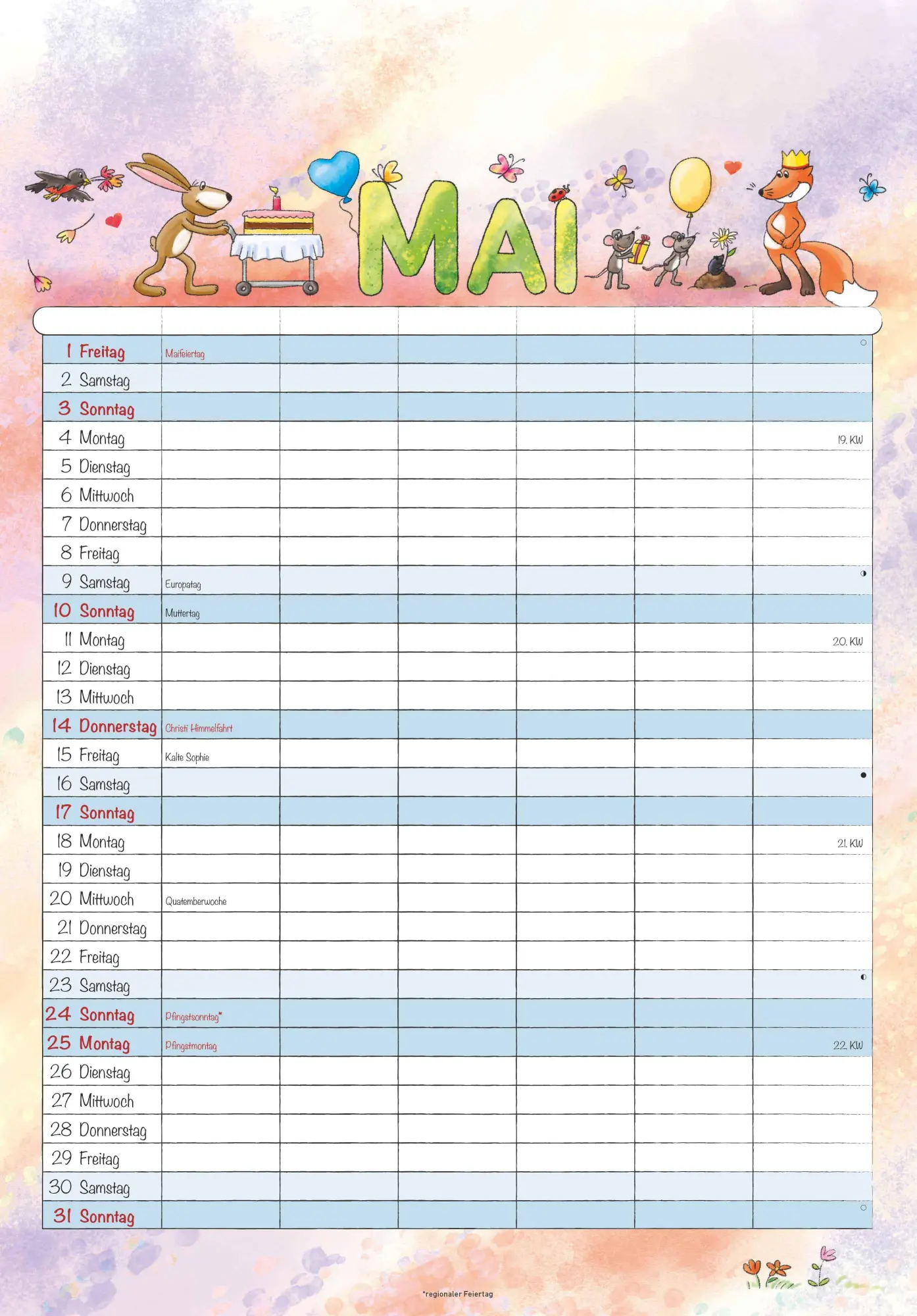 Bild: 4069095004917 | Familienplaner Cartoon 2026- Bildkalender 23,7x34 cm - 6 Spalten -...