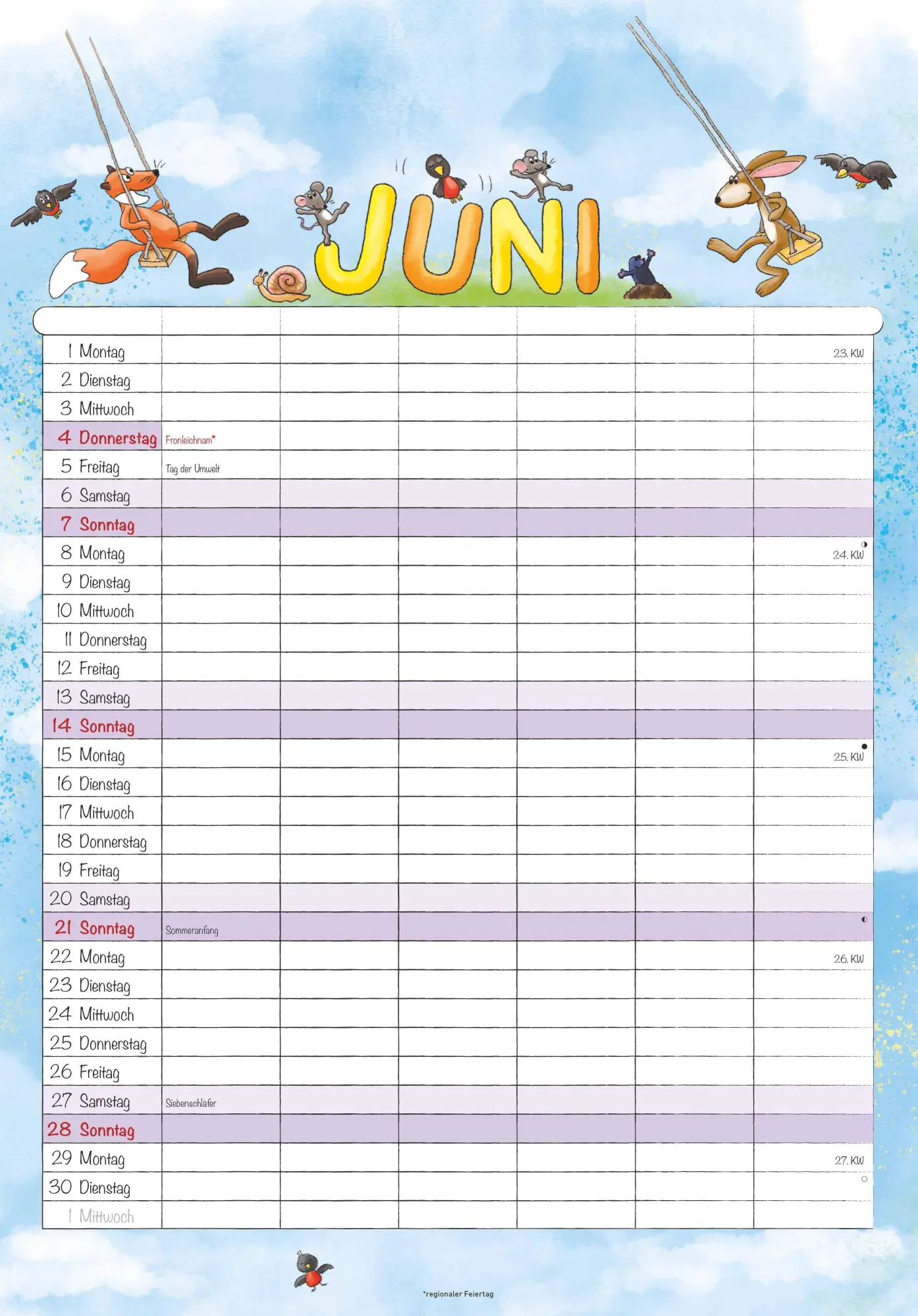 Bild: 4069095004917 | Familienplaner Cartoon 2026- Bildkalender 23,7x34 cm - 6 Spalten -...