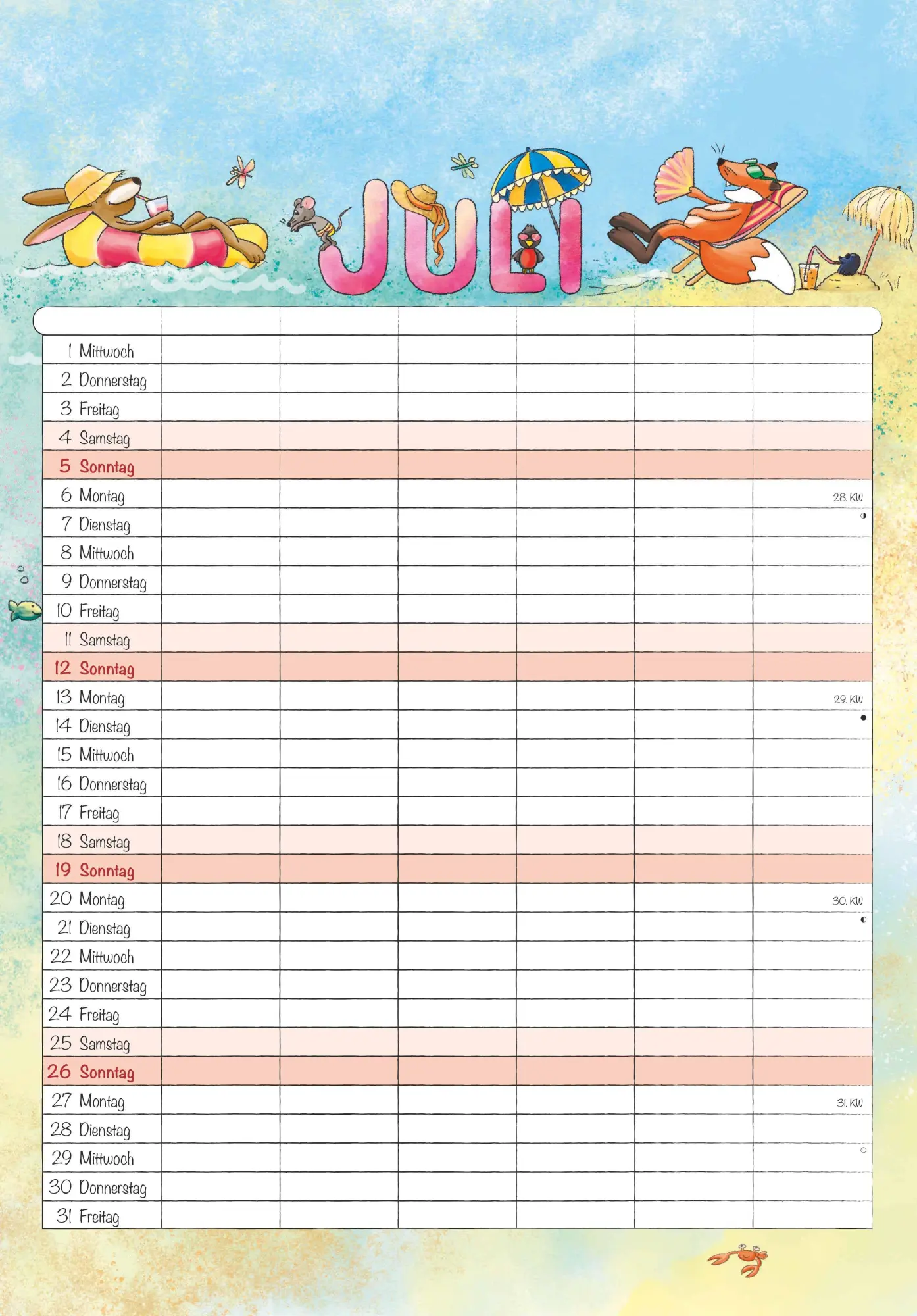 Bild: 4069095004917 | Familienplaner Cartoon 2026- Bildkalender 23,7x34 cm - 6 Spalten -...