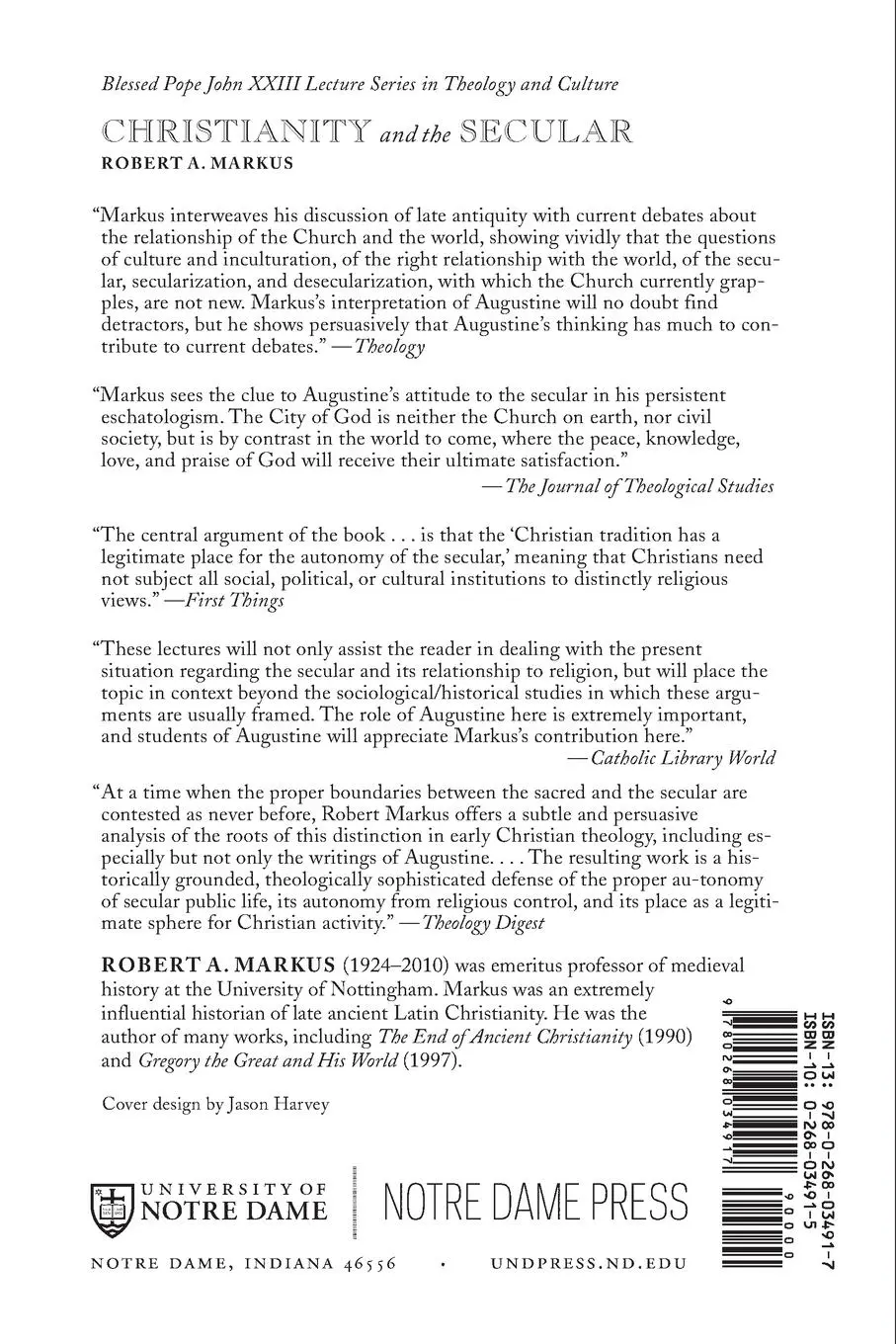 Rückseite: 9780268034917 | Christianity and the Secular | Robert A. Markus | Taschenbuch | 2006