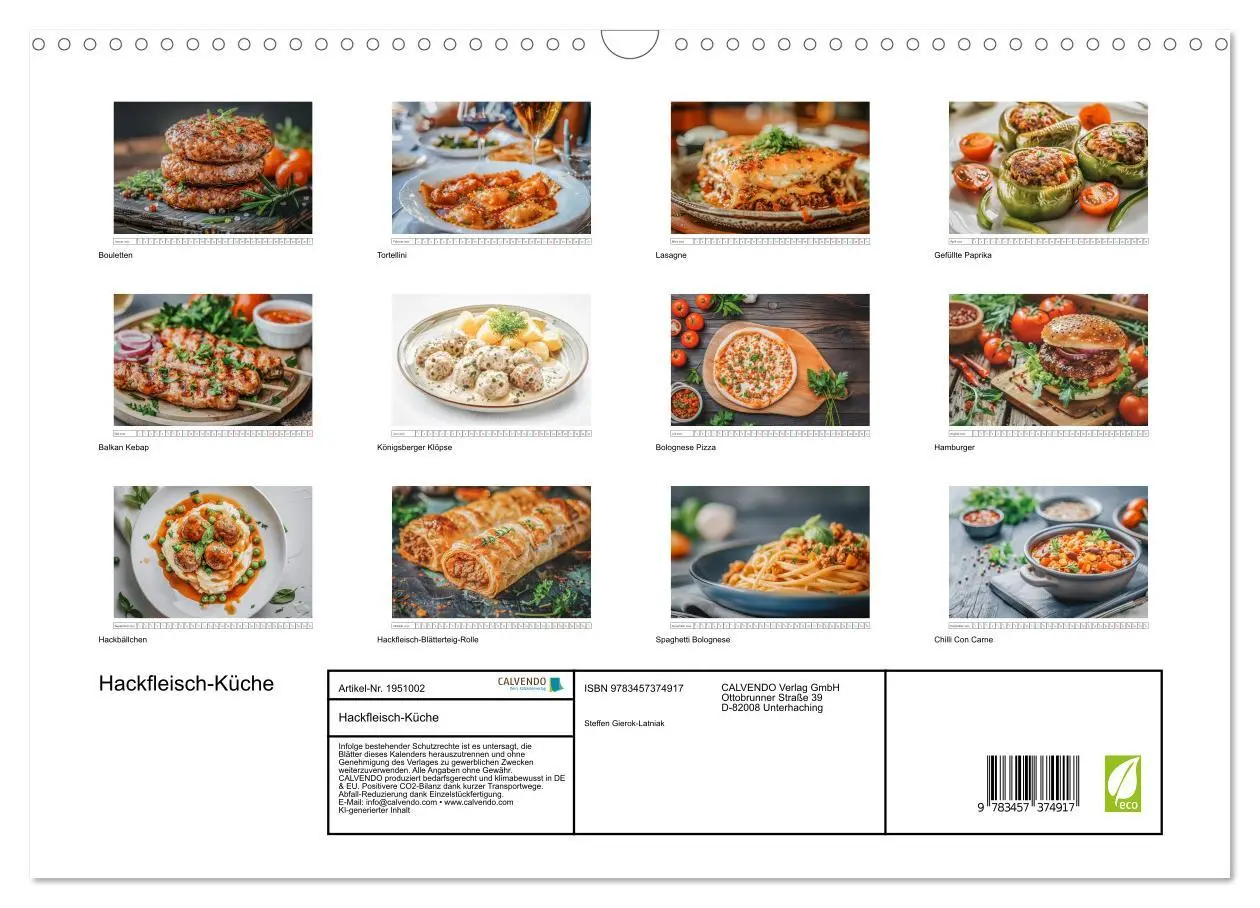 Bild: 9783457374917 | Hackfleisch-Küche (Wandkalender 2026 DIN A3 quer), CALVENDO...