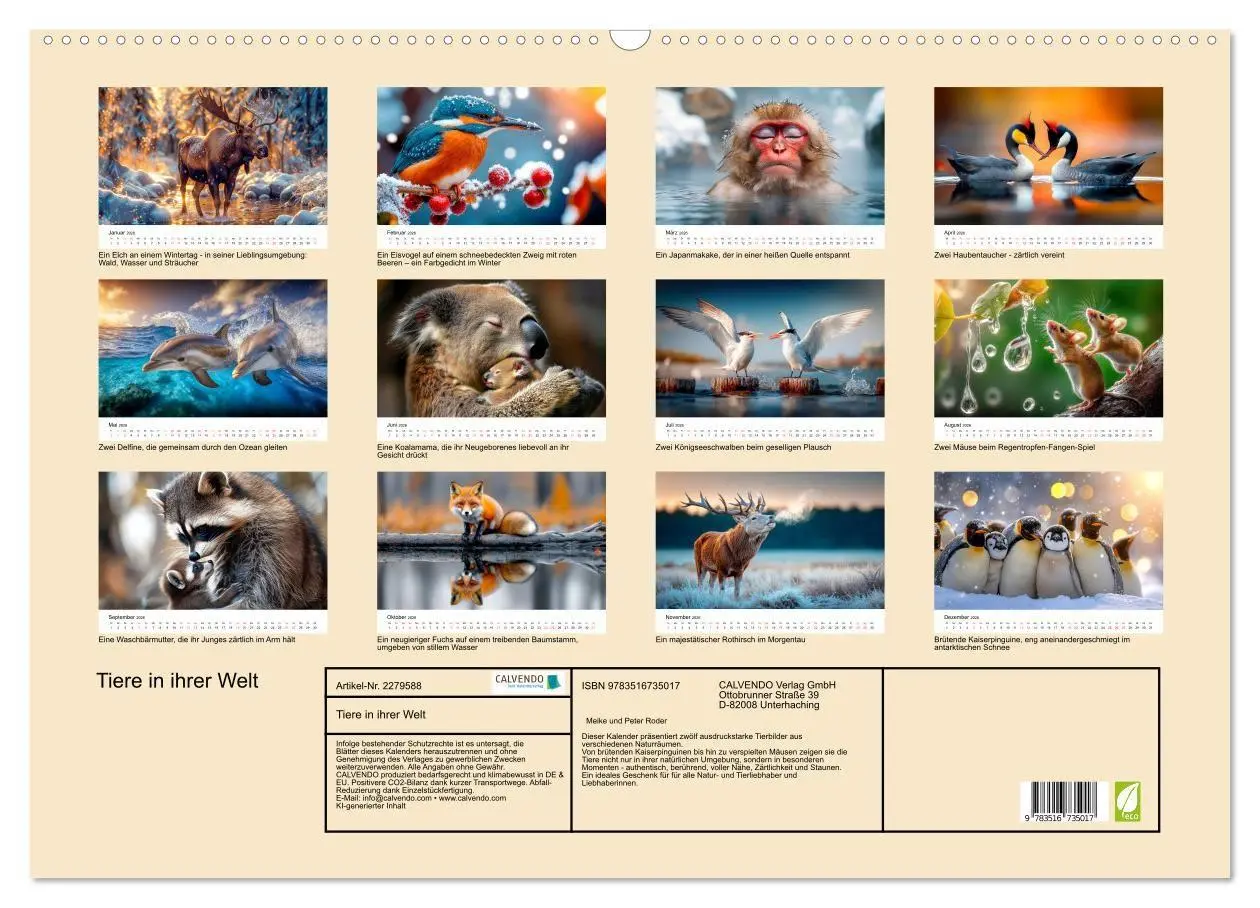 Bild: 9783516735017 | Tiere in ihrer Welt (Wandkalender 2026 DIN A2 quer), CALVENDO...