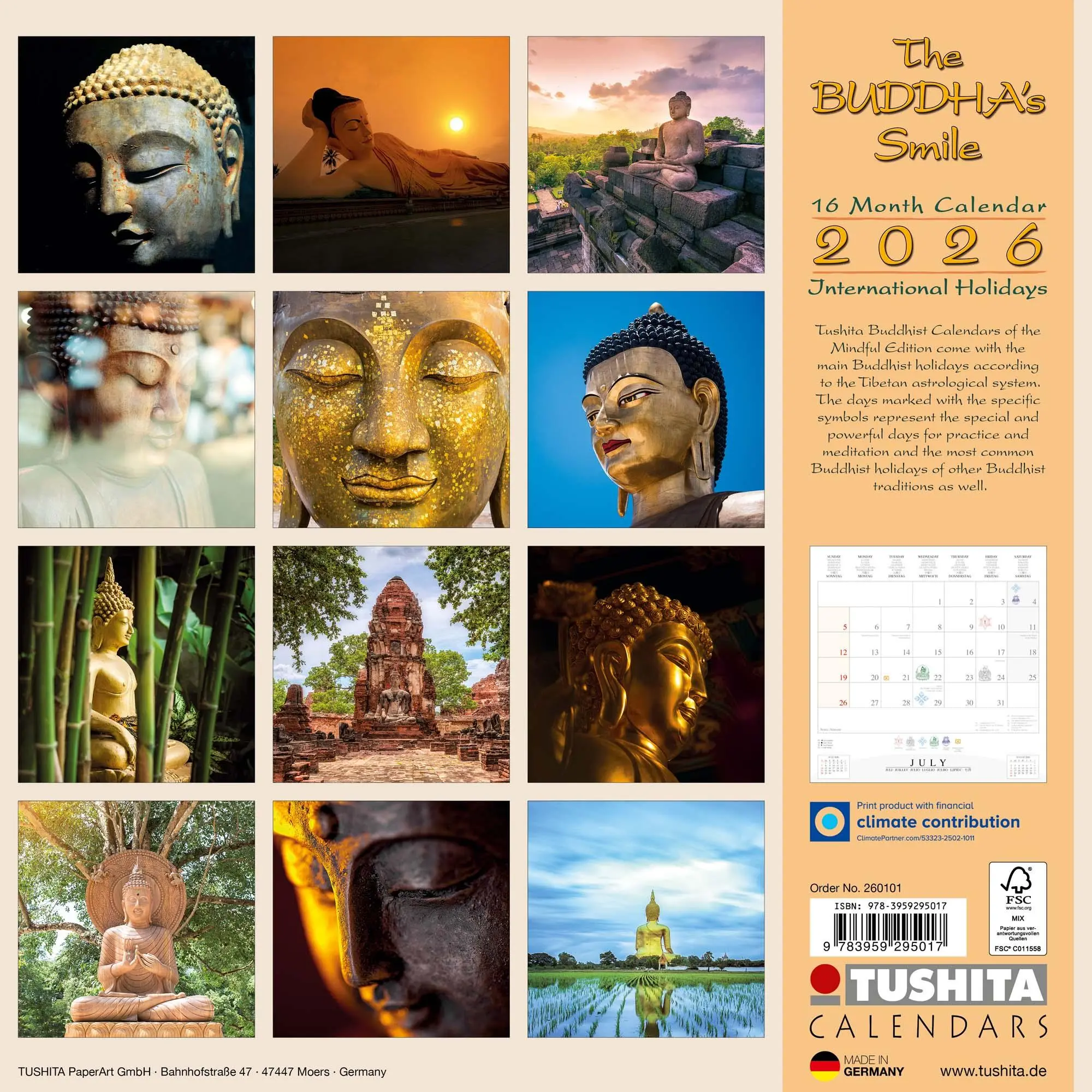Rückseite: 9783959295017 | Buddhas Smile 2026 | Kalender 2026 | Kalender | Mindful editions