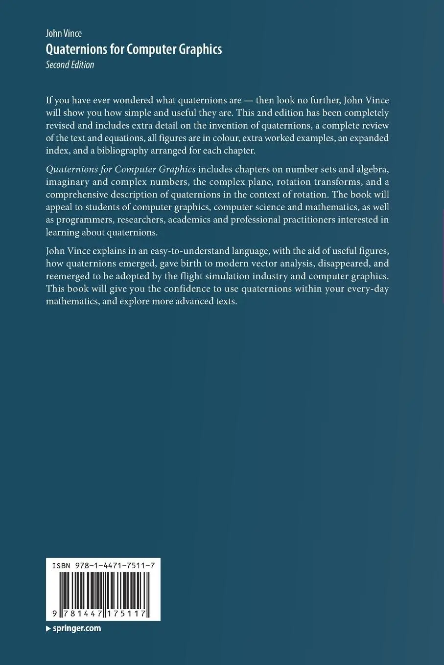 Rückseite: 9781447175117 | Quaternions for Computer Graphics | John Vince | Taschenbuch | xv
