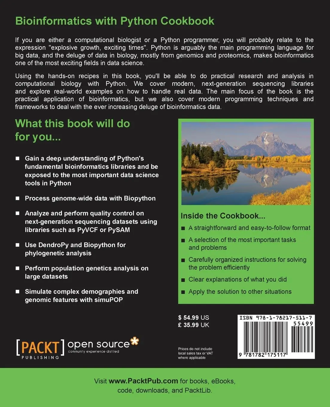 Rückseite: 9781782175117 | Bioinformatics with Python Cookbook | Tiago Antao | Taschenbuch | 2015
