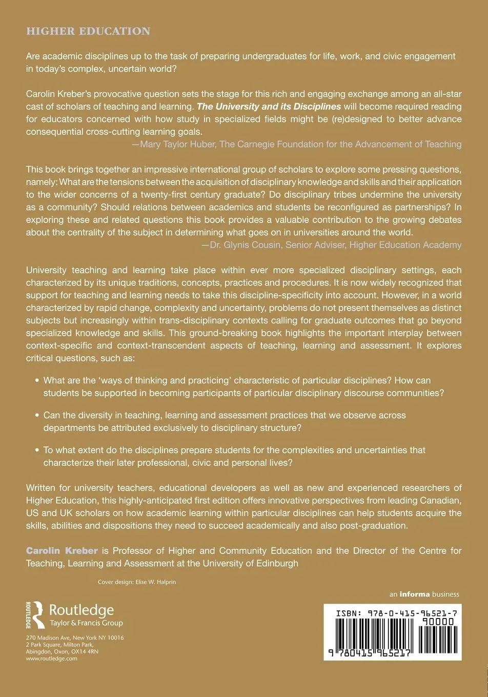 Rückseite: 9780415965217 | The University and its Disciplines | Carolin Kreber | Taschenbuch