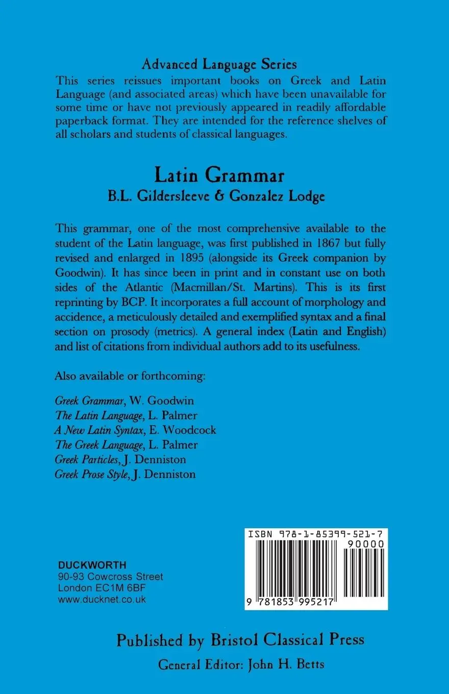 Rückseite: 9781853995217 | Latin Grammar | B. Gildersleeve (u. a.) | Taschenbuch | Englisch