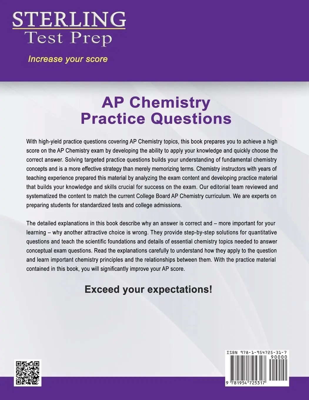 Rückseite: 9781954725317 | Sterling Test Prep AP Chemistry Practice Questions | Prep | Buch