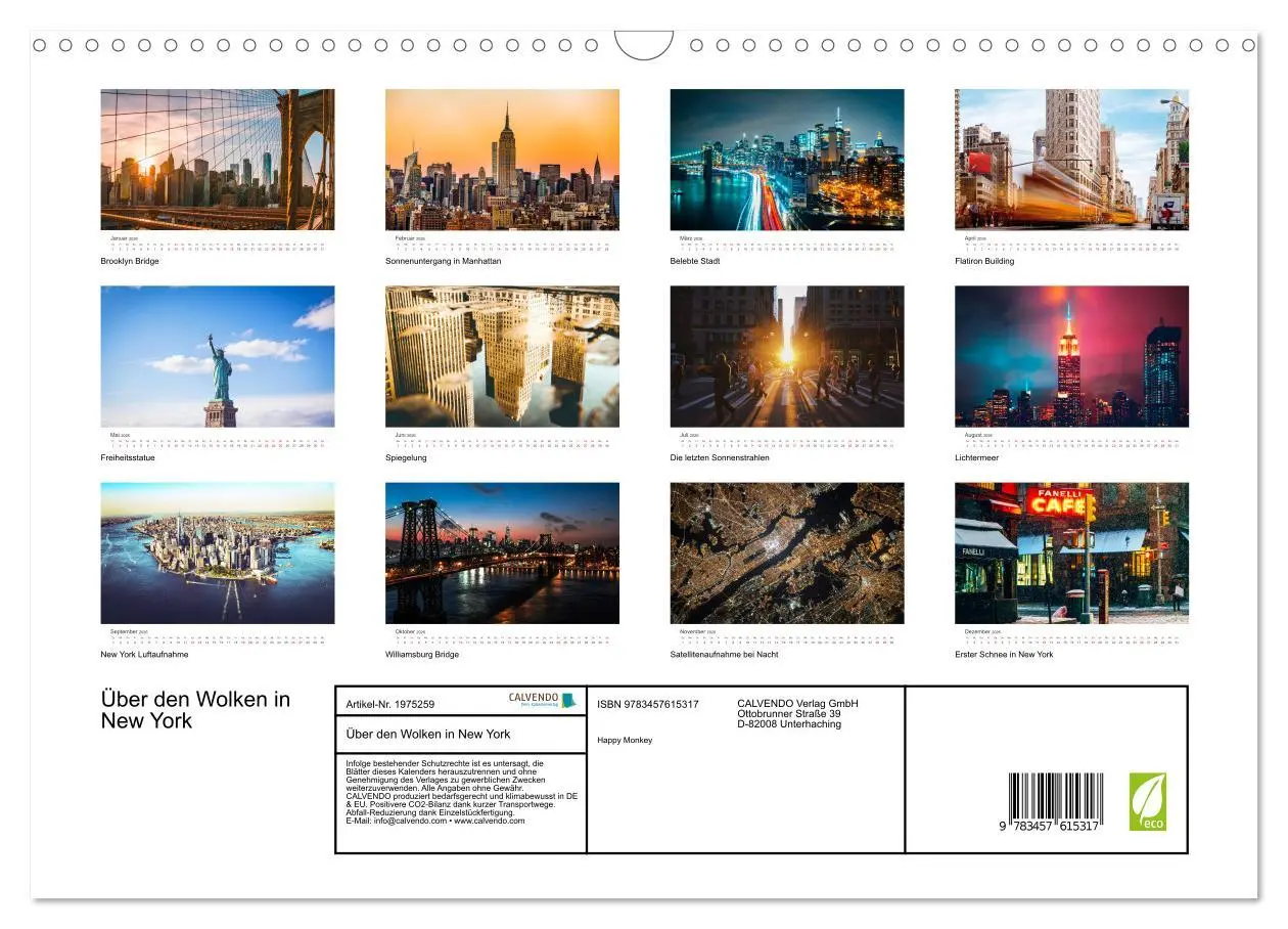 Bild: 9783457615317 | Über den Wolken in New York (Wandkalender 2026 DIN A3 quer),...