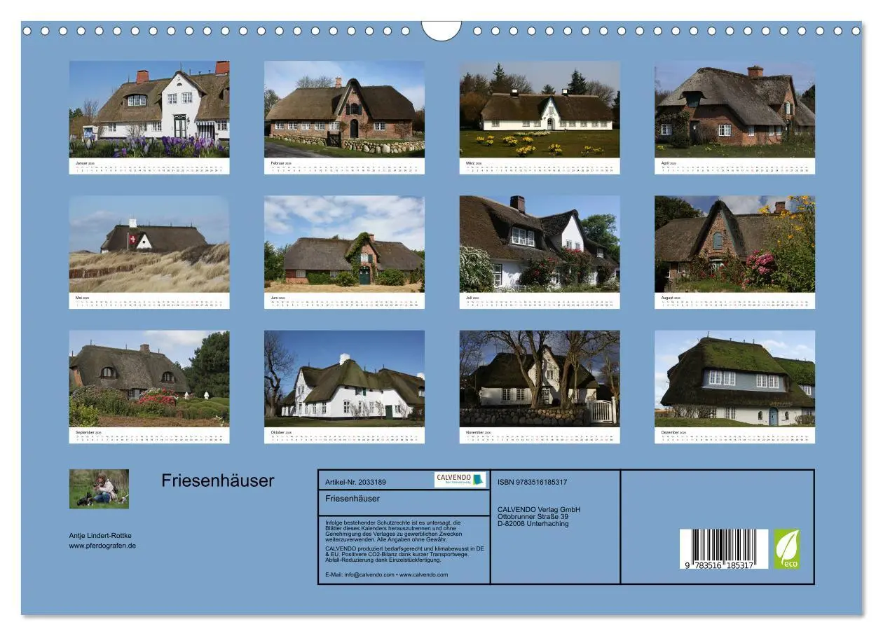 Bild: 9783516185317 | Friesenhäuser (Wandkalender 2026 DIN A3 quer), CALVENDO Monatskalender