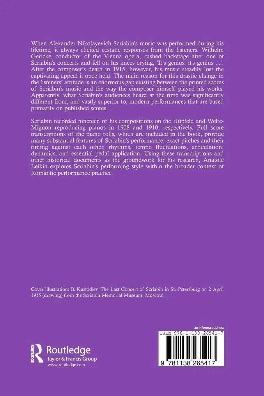 Rückseite: 9781138265417 | The Performing Style of Alexander Scriabin | Anatole Leikin | Buch