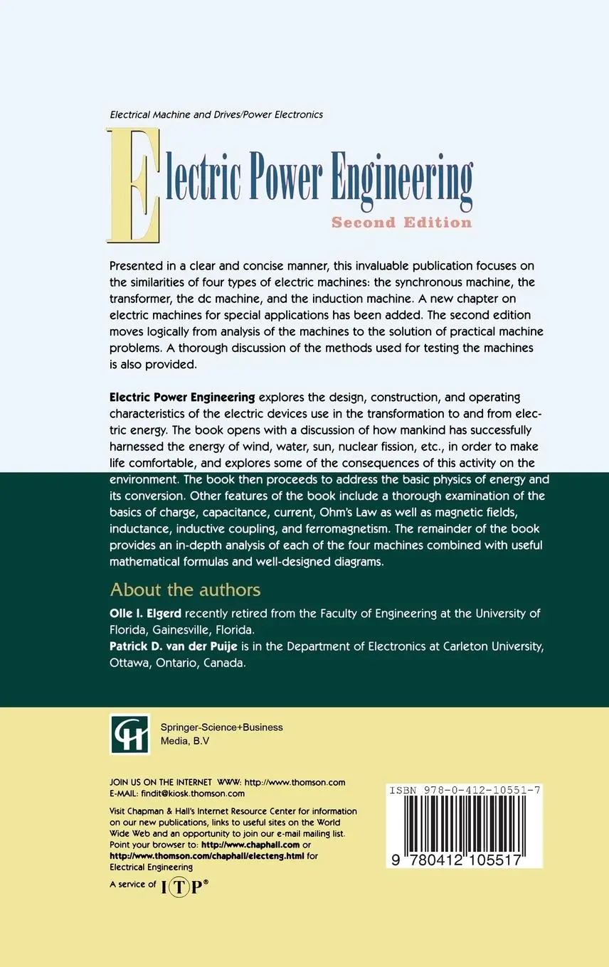 Rückseite: 9780412105517 | Electric Power Engineering | Olle Elgerd (u. a.) | Buch | xvi | 1997