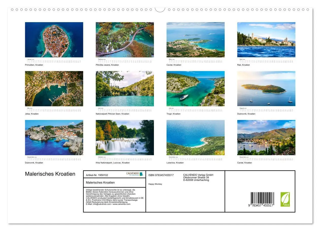 Bild: 9783457455517 | Malerisches Kroatien (hochwertiger Premium Wandkalender 2026 DIN A2...