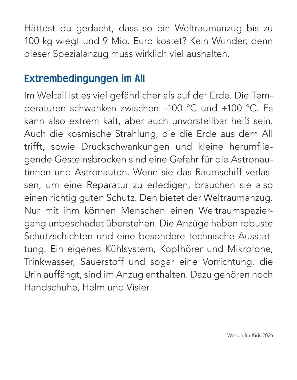 Bild: 9783840035517 | Wissen für Kids Tagesabreißkalender 2026 | Christine Schlitt (u. a.)