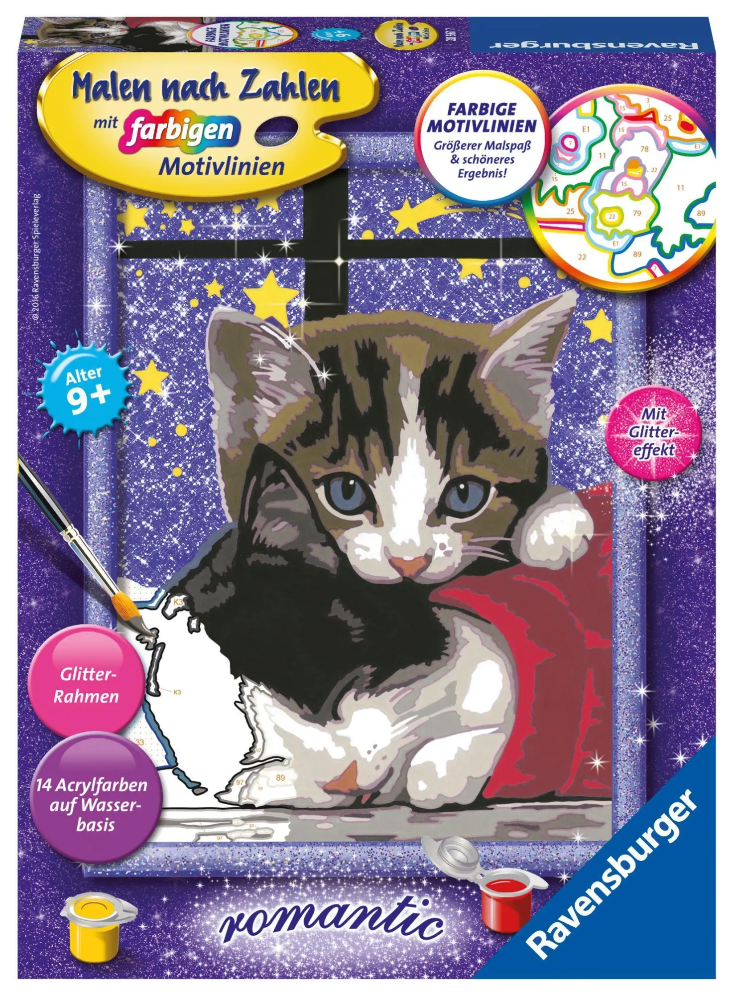 Cover: 4005556285617 | Kuschelndes Kätzchen mit Rahmen. Malen nach Zahlen Serie D Romantik