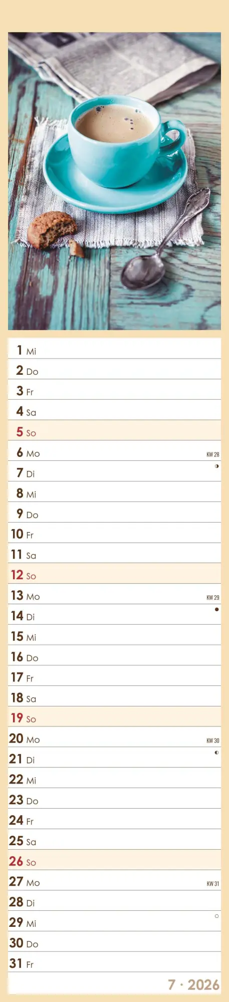 Bild: 4069095005617 | Küchenplaner Kaffee 2026 - Streifen-Kalender 11,3x49x5 cm -...