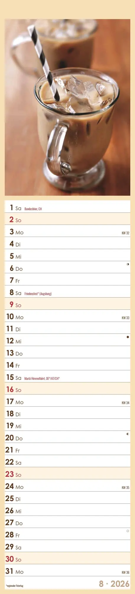 Bild: 4069095005617 | Küchenplaner Kaffee 2026 - Streifen-Kalender 11,3x49x5 cm -...