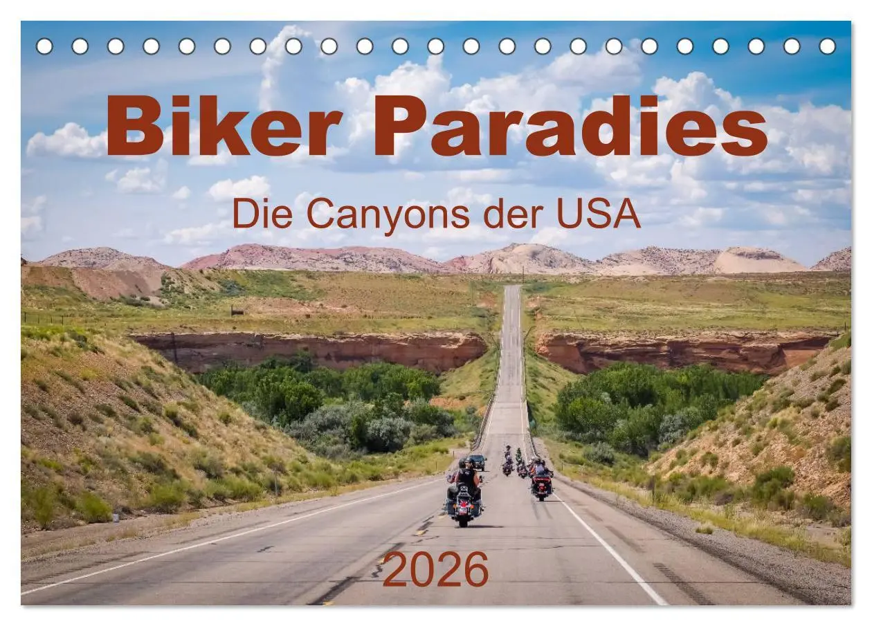 Cover: 9783457995617 | Biker Paradies - Die Canyons der USA (Tischkalender 2026 DIN A5...