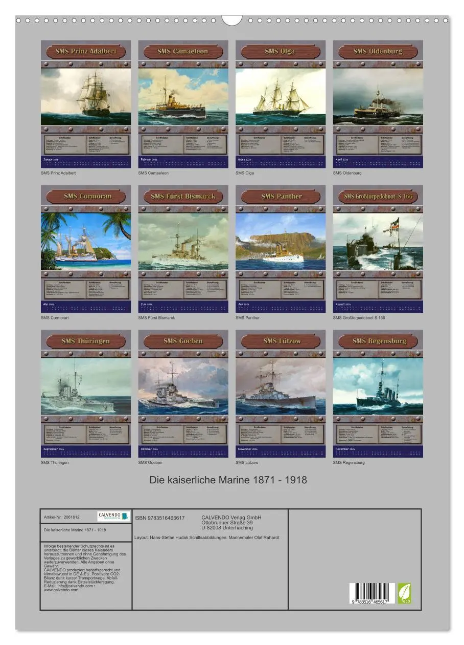 Bild: 9783516465617 | Die kaiserliche Marine 1871 - 1918 (Wandkalender 2026 DIN A2 hoch),...
