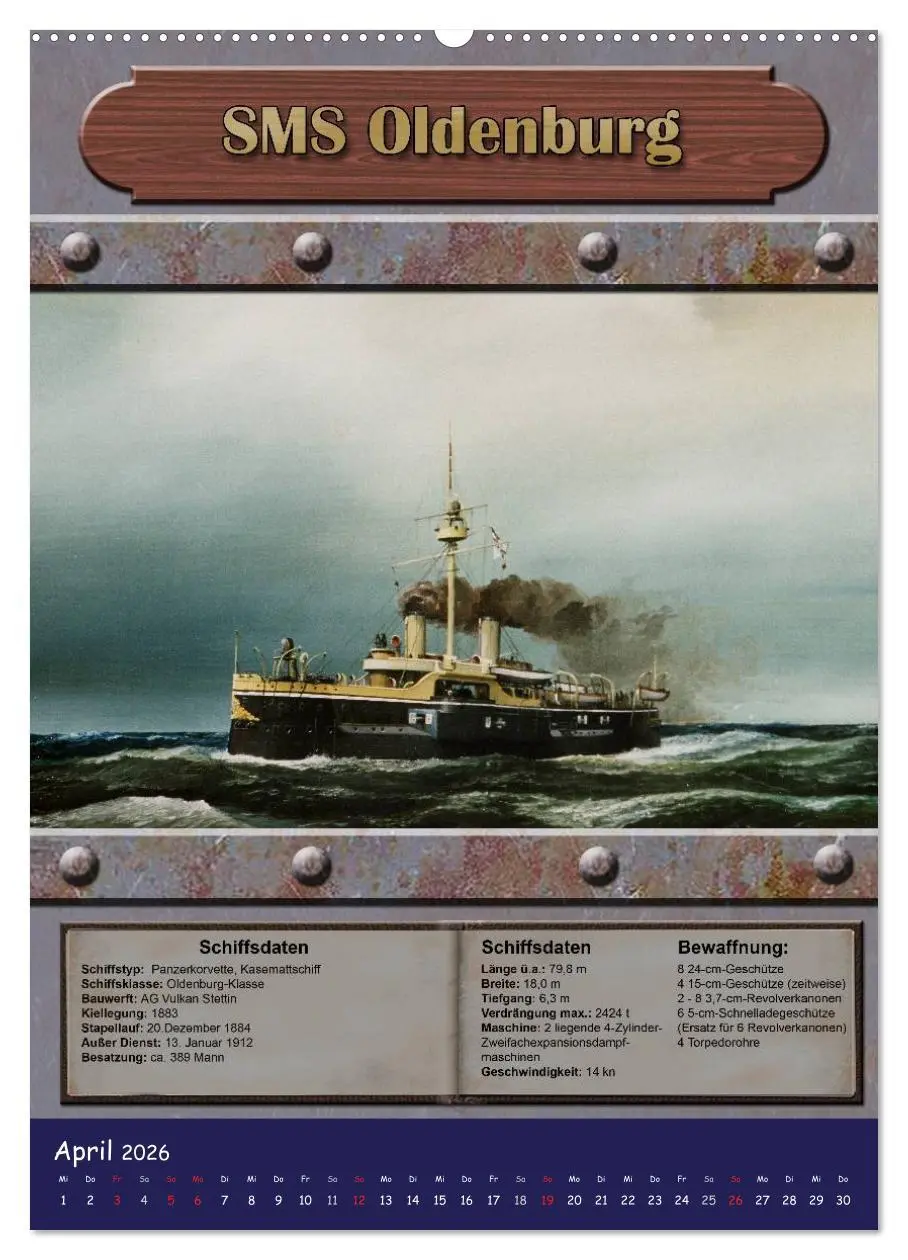 Bild: 9783516465617 | Die kaiserliche Marine 1871 - 1918 (Wandkalender 2026 DIN A2 hoch),...