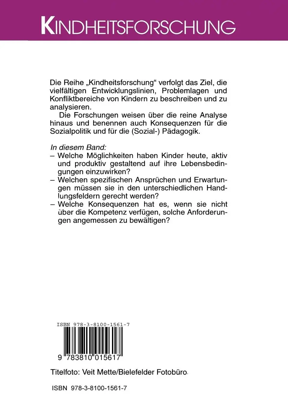 Rückseite: 9783810015617 | Glückliche Kindheit - Schwierige Zeit? | Jürgen Mansel | Taschenbuch