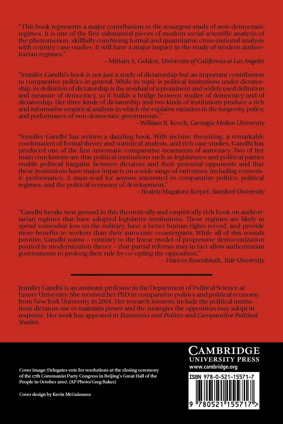 Rückseite: 9780521155717 | Political Institutions Under Dictatorship | Jennifer Gandhi | Buch