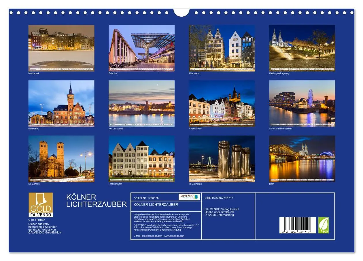 Bild: 9783457745717 | KÖLNER LICHTERZAUBER (Wandkalender 2026 DIN A3 quer), CALVENDO...