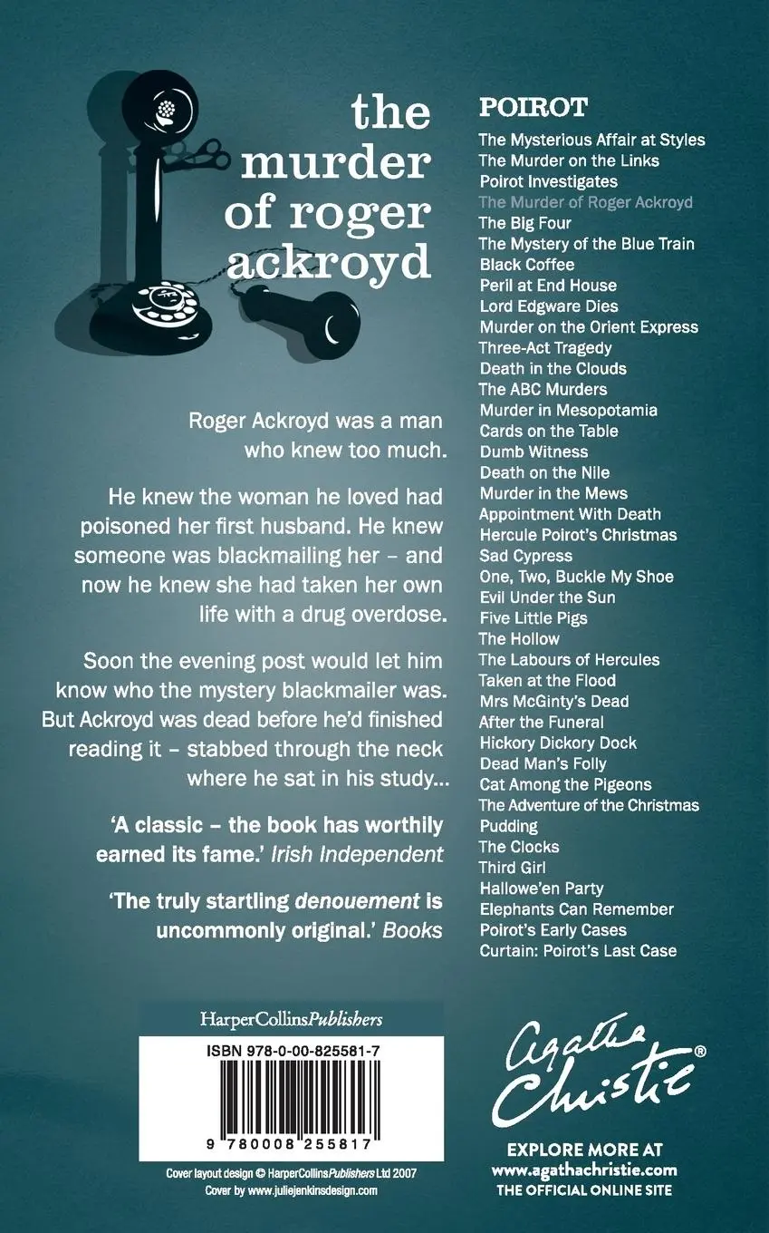 Rückseite: 9780008255817 | The Murder of Roger Ackroyd | Agatha Christie | Taschenbuch | Englisch