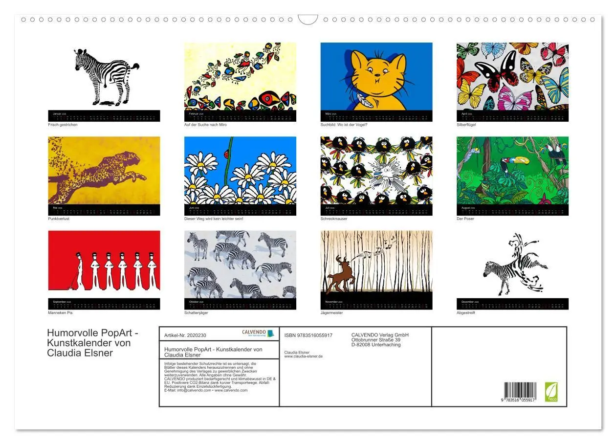 Bild: 9783516055917 | Humorvolle PopArt - Kunstkalender von Claudia Elsner (Wandkalender...