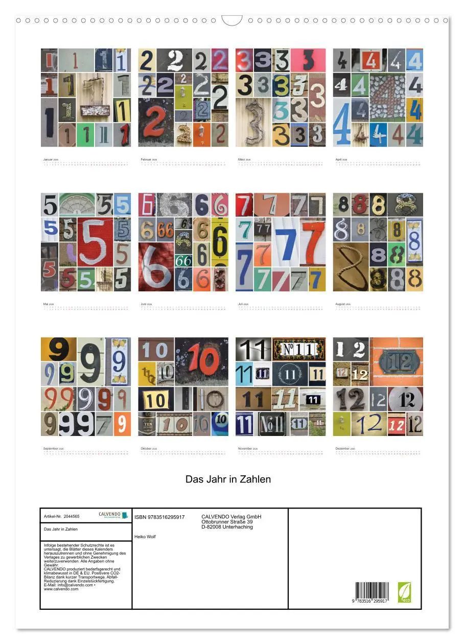 Bild: 9783516295917 | Das Jahr in Zahlen (Wandkalender 2026 DIN A2 hoch), CALVENDO...