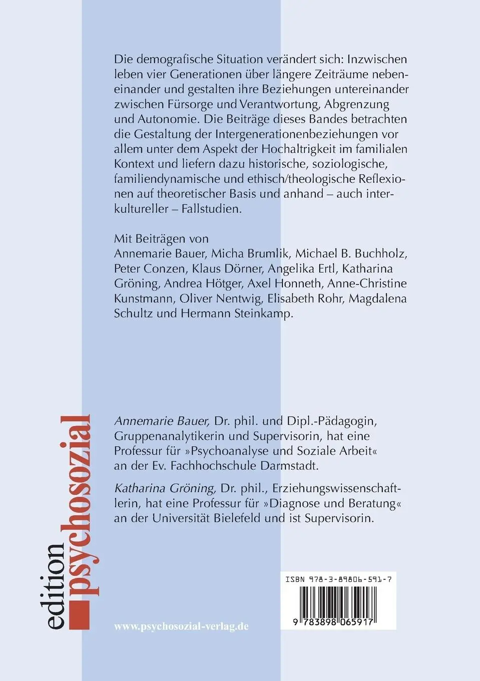 Rückseite: 9783898065917 | Die späte Familie | Annemarie Bauer (u. a.) | Taschenbuch | 292 S.