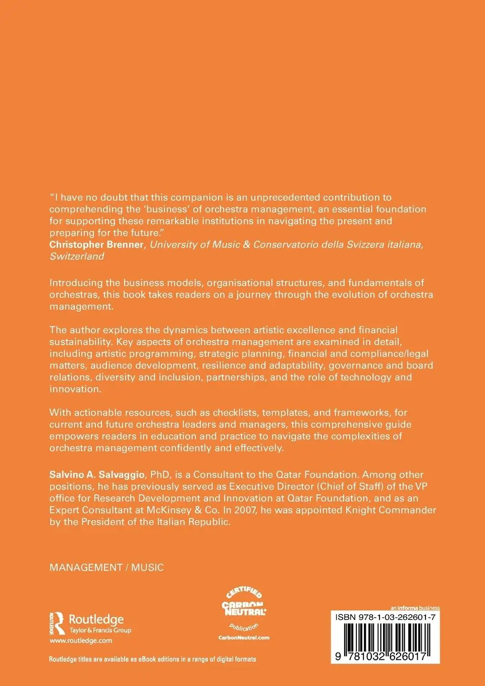 Rückseite: 9781032626017 | Orchestra Management in Practice | Salvino A Salvaggio | Taschenbuch
