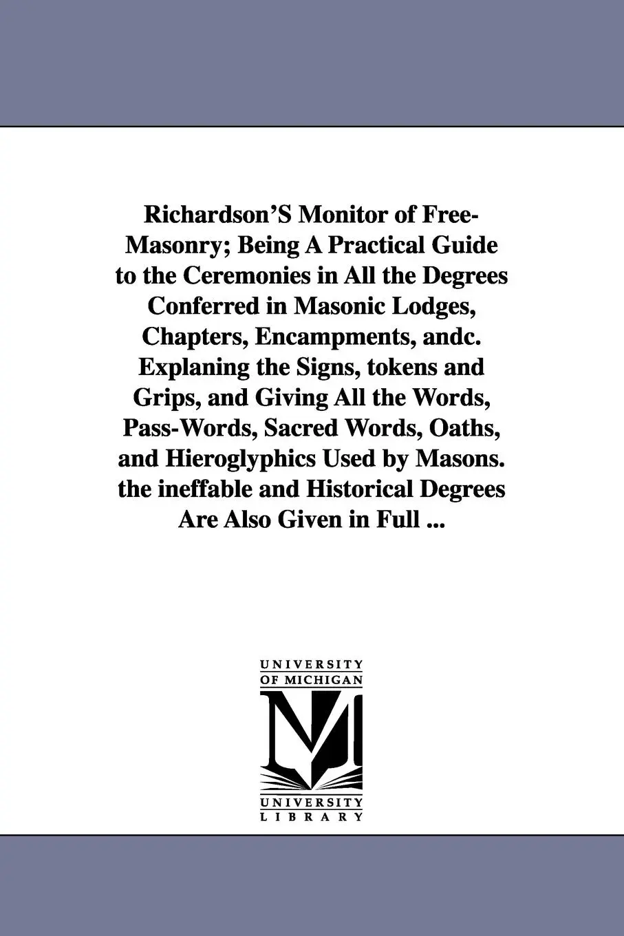 Cover: 9781425516017 | Richardson's Monitor of Free-Masonry; Being a Practical Guide to...