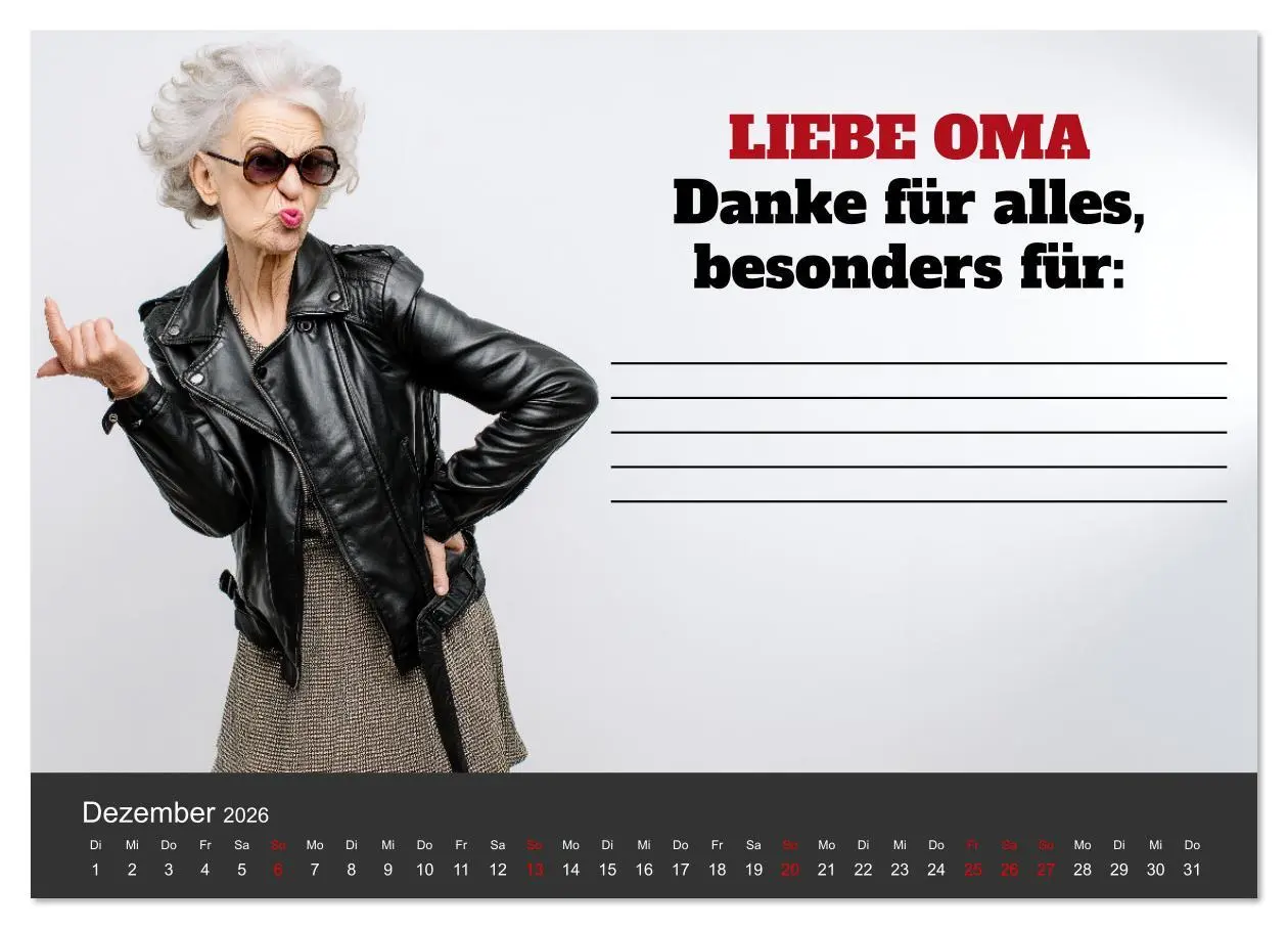 Bild: 9783516636017 | Kalender für Oma - Was ich dir sagen will (Wandkalender 2026 DIN A4...