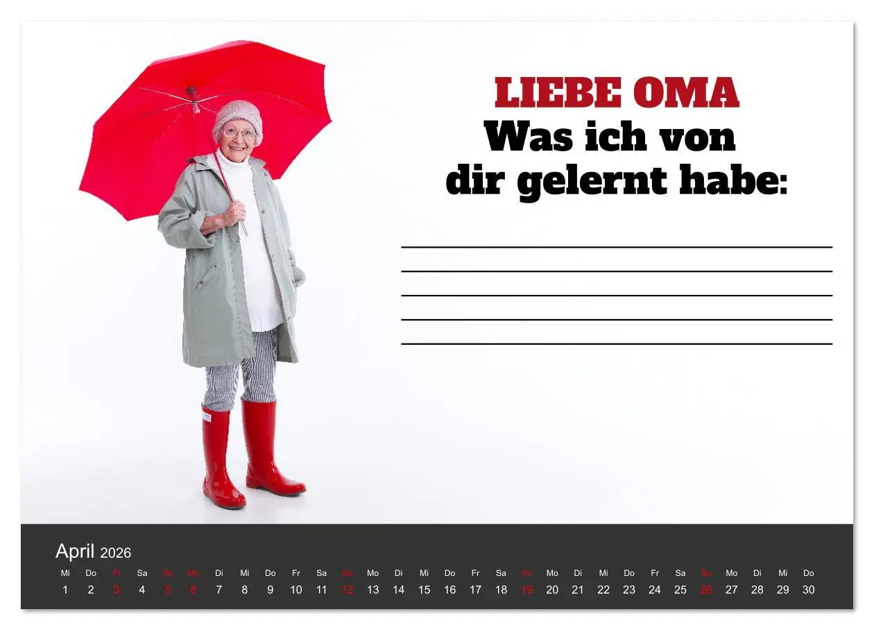 Bild: 9783516636017 | Kalender für Oma - Was ich dir sagen will (Wandkalender 2026 DIN A4...