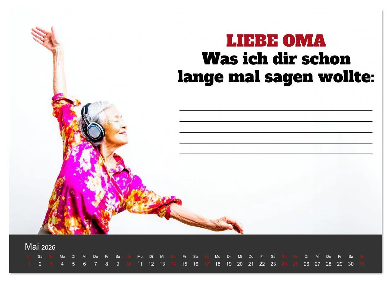 Bild: 9783516636017 | Kalender für Oma - Was ich dir sagen will (Wandkalender 2026 DIN A4...